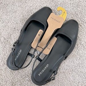 Primark Faux Leather Slingback Flats| Brand NEW | Size US 10| Black